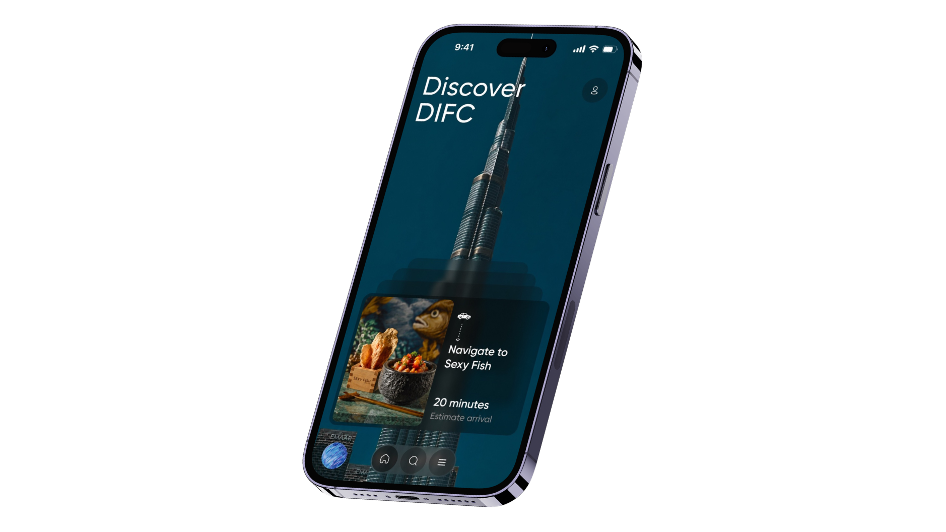 IO app — Discover DIFC screen